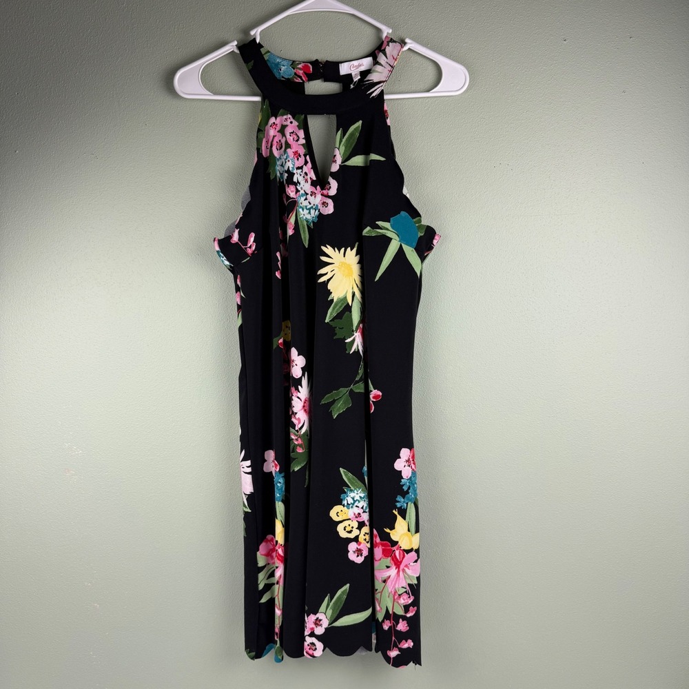 Candies Womens‎ Black Floral Halter Neck Scallop Swing Dress Medium JZ82Y000RP